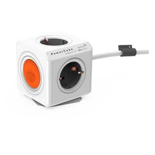 Удлинитель Allocacoc PowerCube Remote 1512/EUEXRM, 4 розетки, 1,5 м, White/Orange в Техпорт