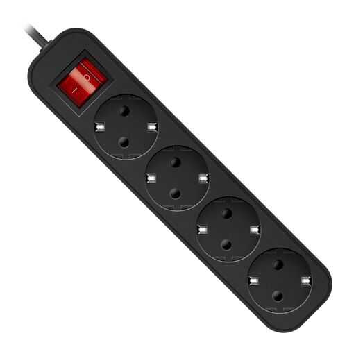 Удлинитель Defender G418, 4 розетки, 1,8 м, Black в Техпорт